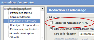 désactiver le mode HTML par défaut